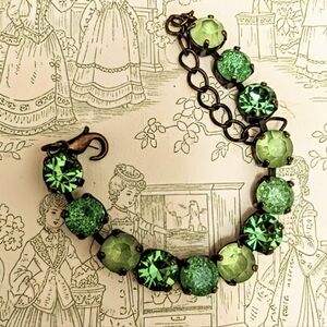 Peridot Apple Green Crystal in Classic Tennis  Bracelet in Brass Or Gold Plated